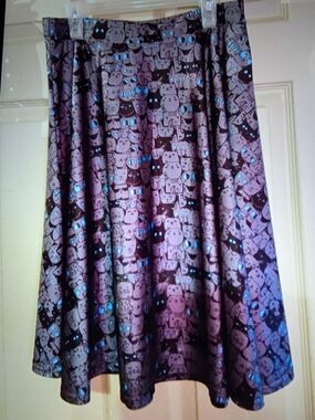 Women’s Purple Cat-Print Skater Skirt